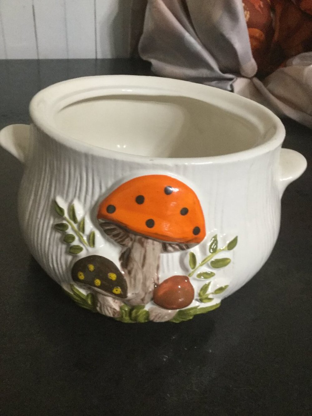 Vintage mushroom canister missing the lid can be used as planter no chips/cracks